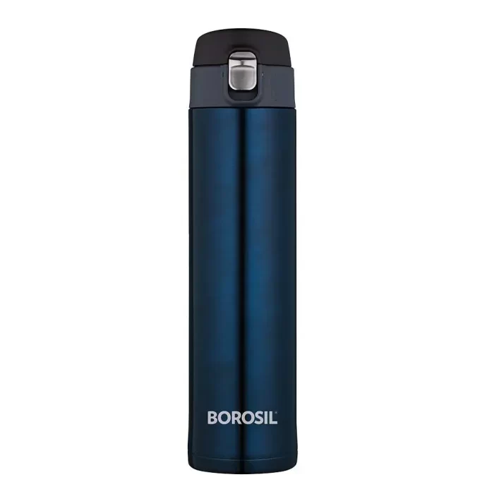 Borosil Stainless Steel Hydra Nova Vacuum Insulated Flask Water Bottle, 500 ml, Blue