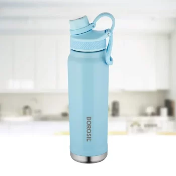 Borosil Stainless Steel Hydra SportSip - Vacuum Insulated Flask Water Bottle, 710 ML, Blue