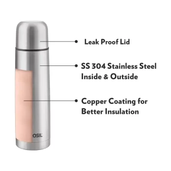 Borosil Stainless Steel Hydra Thermo Vacuum Insulated Flask Water Bottle, Black, 1000 ml - Image 5