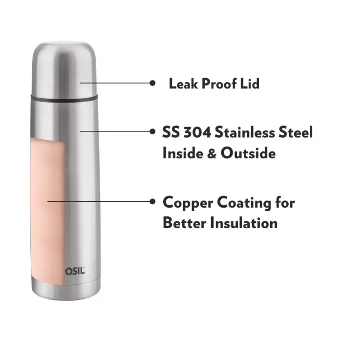 Borosil Stainless Steel Hydra Thermo Vacuum Insulated Flask Water Bottle, Black, 1000 ml - Image 5