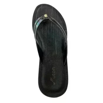 Futon Black Chappal/Slippers for Women's - Fashion Sandal (Size 6)