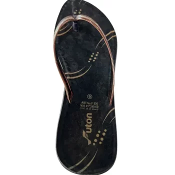 Futon Black Casual Chappal/Slippers for Women's - Fashion Sandal (Size 9)