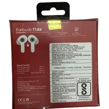 itel T1 AIR Bluetooth Headset  (White, True Wireless) Ear Buds - Splash proof - Image 7
