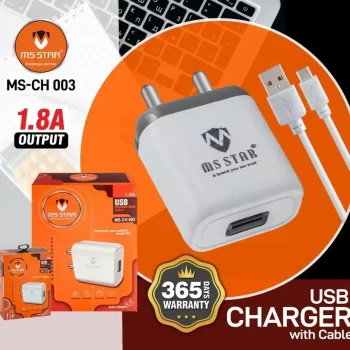 MS Star USB Mobile Travel Charger with Cable  - C Type Fast Charger - Image 2