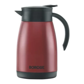 Borosil Stainless Steel Vacuum Insulated Teapot 750 ml ( Red, Free Size)