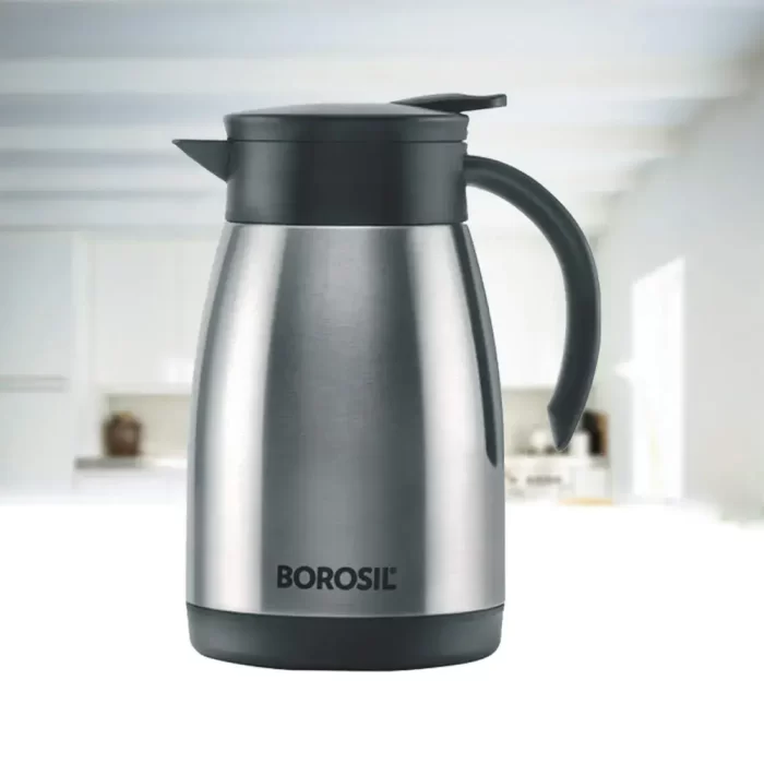 Borosil Stainless Steel Vacuum Insulated Teapot 750 ml ( Silver, Free Size)