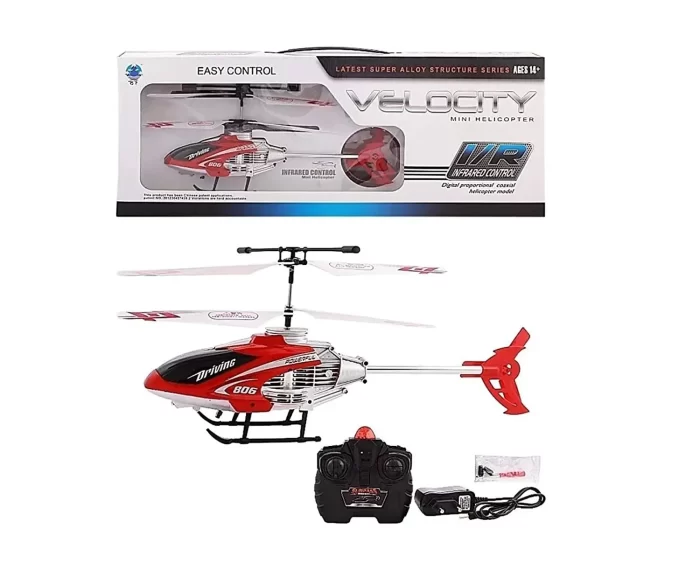 New Zone Velocity New Remote Control Flying, Helicopter with, Unbreakable. Blades Infrared Sensors (Multi Colour)