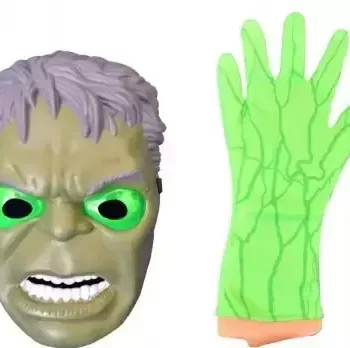 Avengers Hulk Set Of 4 (Glove, Disc Shooter, Mask, Hulk Figure) Free Target Board  (Green) - Image 2
