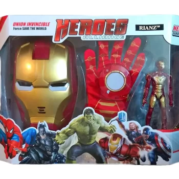RIANZ Avengers Iron Man 3 In 1 Gift-Set - Vente Avengers 3 in 1 Gift-set 1 Glove + 1 Mask + 1 Action Figure (IRON MAN)