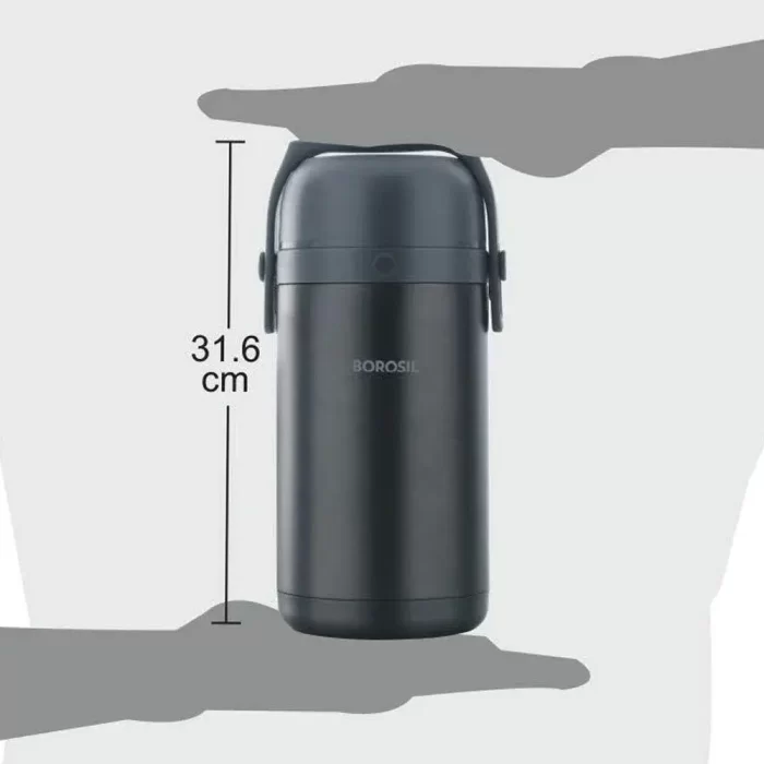 Borosil - Hot-N-Fresh Stainless Steel Insulated Lunch Box, Set of 3 (1pcs 350 ml + 2pcs 420 ml), Grey - Image 3