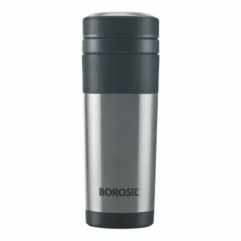 Borosil Hydra Travelmate Vacuum Insulated Tea & Coffee Stainless Steel Travel Mug, Spill Proof, Hot and Cold, 350 ml