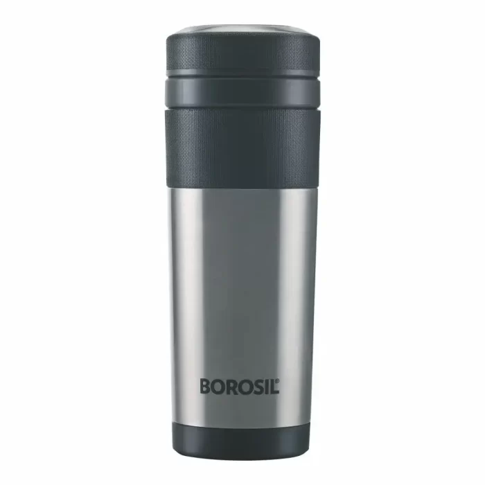 Borosil Hydra Travelmate Vacuum Insulated Tea & Coffee Stainless Steel Travel Mug, Spill Proof, Hot and Cold, 350 ml