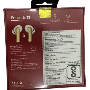 itel T3 Bluetooth Headset  (White, True Wireless) Ear Buds /Airdopes - Image 4