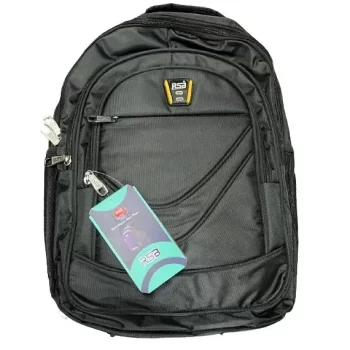 Overnighter Backpack, Travel Laptop Bag, Black Polyester Backpack for Men and Women, Spacious Shoulder Bag for  Office , School , Travelling and Camping