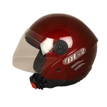 TURTLE D1 PAINT Red Helmet ISI Certified Half Face Helmet for Men & Women with Inner Smoke Sun Shield Outer Clear Visor - Image 3