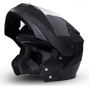 TURTLE TCH -3 MIGHTY Helmet ISI Certified Half Face Black Helmet for Men with Inner Smoke Sun Shield Outer Clear Visor