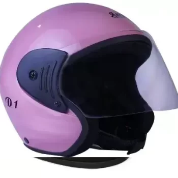TURTLE Aeroplus D -1 Motorbike Helmet  (Pink) ISI Certified half face Helmet for Women with Inner Smoke Sun Shield Outer Clear Visor