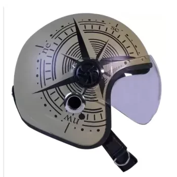 TURTLE STAR White Helmet ISI Certified Half Face Helmet for Men & Women with Inner Smoke Sun Shield Outer Clear Visor