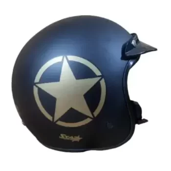 TURTLE STAR PEAK Black Helmet ISI Certified Half Face Helmet for Men and Women with Inner Smoke Sun Shield