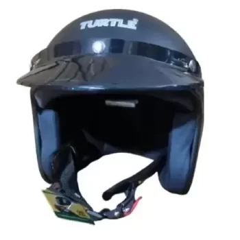 TURTLE STAR PEAK Black Helmet ISI Certified Half Face Helmet for Men and Women with Inner Smoke Sun Shield - Image 3