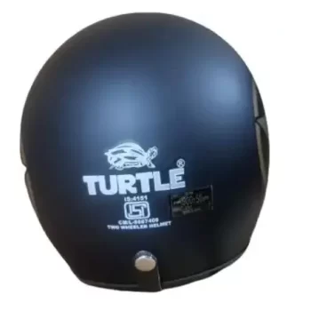 TURTLE STAR PEAK Black Helmet ISI Certified Half Face Helmet for Men and Women with Inner Smoke Sun Shield - Image 2