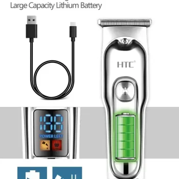 HTC AT 179 Professional rechargeable USB Cordless T Blade Hair Cutting Trimmer Clipper for Men - Image 7