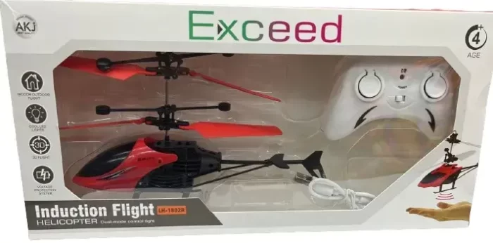 TOYICO! Trendy Exceed Induction Type 2-in-1 Flying Indoor & Outdoor Helicopter with Remote Control (Red) - Image 3