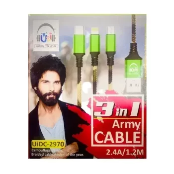 USB Type C Cable Multifunction Fast Charging Cable 3-in-1 USB Cable Micro USB/Type-C/iOS  (Compatible with All iOS, Android & Other Devices, Neon Green, One Cable) - Image 3