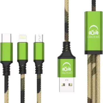 USB Type C Cable Multifunction Fast Charging Cable 3-in-1 USB Cable Micro USB/Type-C/iOS  (Compatible with All iOS, Android & Other Devices, Neon Green, One Cable)