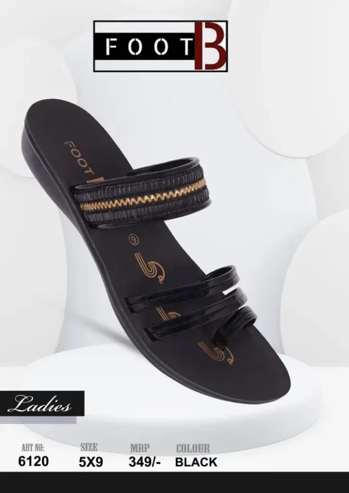 Foot B Branded Stylish Chappal/Slippers for Women's - Ladies Fashion Sandal (Black Color) without Heels