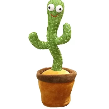Cactus Toy Talking Cactus Plant Plush Toy Dancing Cactus Voice Repeat,Dancing,Recording,120 Songs for Babies Sunny Cactus Singing Toy (Green) with USB Charging Cable