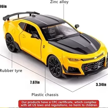 Exclusive Diecast Alloy Metal Pull Back Die-cast Car 1:32 Bumble BEE Diecast Metal Pullback Toy car with Openable Doors & Light, Music Boys Gifts Toys for Kids - Image 6
