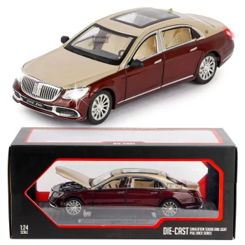 Metal cars Alloy Pull Back Car Metal Die-cast Pull Back with Openable Doors, Unbreakable Light & Music car toys (Mercedes Maybach S600)