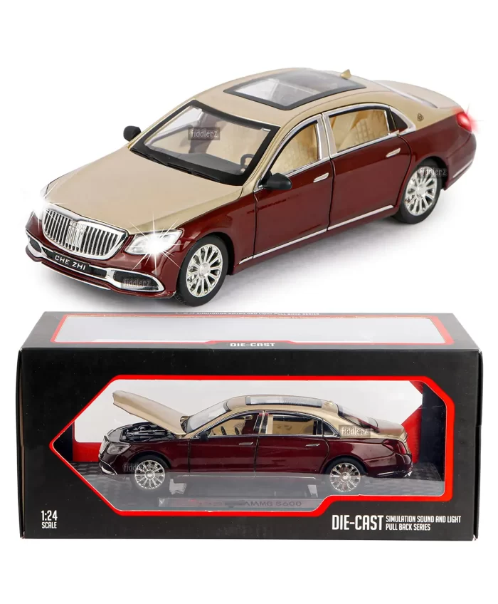 Metal cars Alloy Pull Back Car Metal Die-cast Pull Back with Openable Doors, Unbreakable Light & Music car toys (Mercedes Maybach S600)