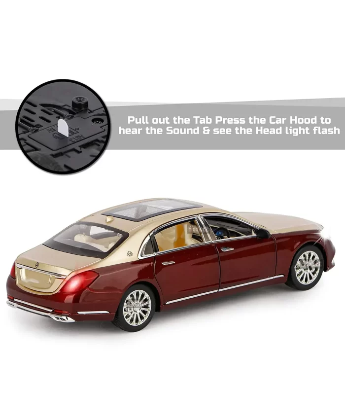 Metal cars Alloy Pull Back Car Metal Die-cast Pull Back with Openable Doors, Unbreakable Light & Music car toys (Mercedes Maybach S600) - Image 2