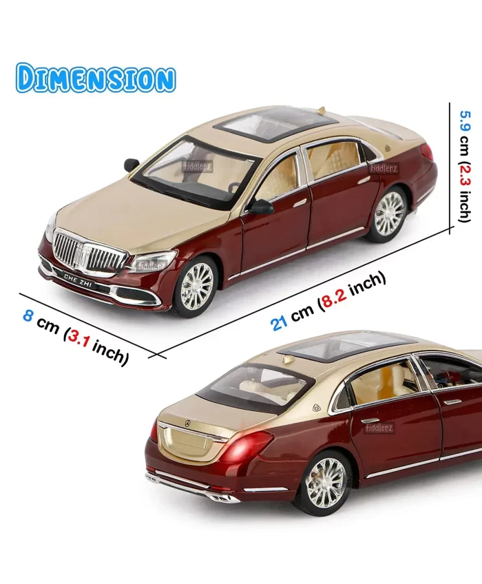 Metal cars Alloy Pull Back Car Metal Die-cast Pull Back with Openable Doors, Unbreakable Light & Music car toys (Mercedes Maybach S600) - Image 3