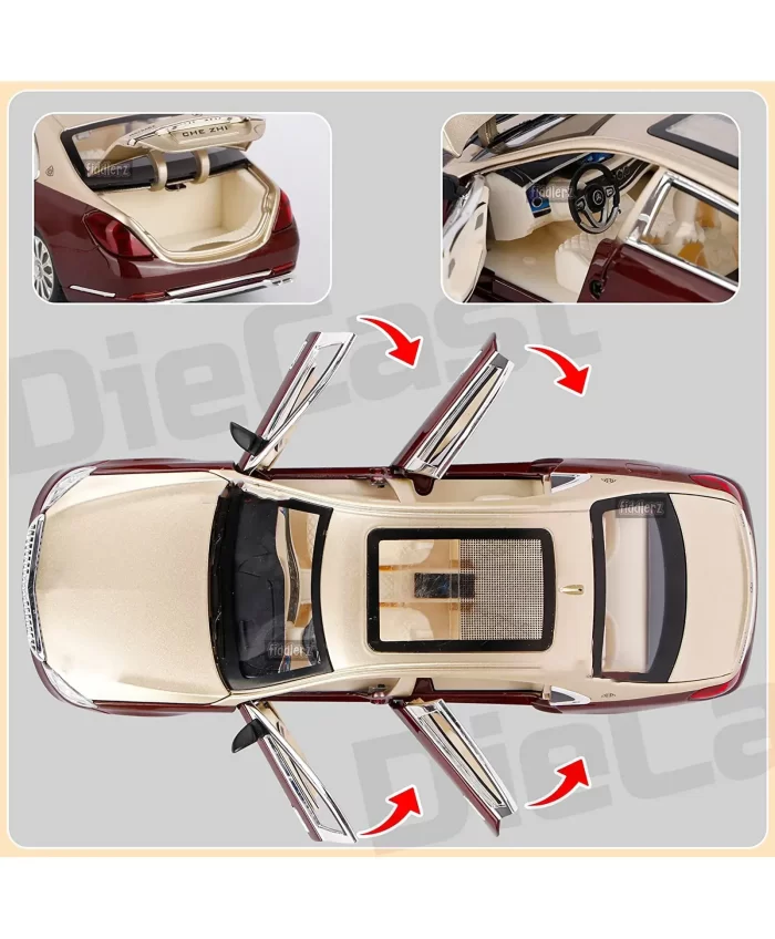 Metal cars Alloy Pull Back Car Metal Die-cast Pull Back with Openable Doors, Unbreakable Light & Music car toys (Mercedes Maybach S600) - Image 6