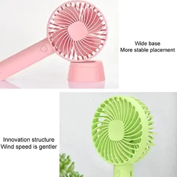 Mini Portable USB Hand Fan Built-in Rechargeable Battery Operated Summer Cooling Table Fan with Standing Holder Handy Base For Home Office Indoor Outdoor Travel - Image 2