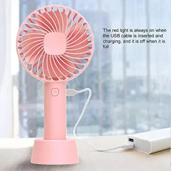 Mini Portable USB Hand Fan Built-in Rechargeable Battery Operated Summer Cooling Table Fan with Standing Holder Handy Base For Home Office Indoor Outdoor Travel - Image 3