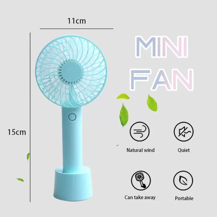 Mini Portable USB Hand Fan Built-in Rechargeable Battery Operated Summer Cooling Table Fan with Standing Holder Handy Base For Home Office Indoor Outdoor Travel - Image 4