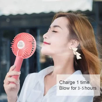 Mini Portable USB Hand Fan Built-in Rechargeable Battery Operated Summer Cooling Table Fan with Standing Holder Handy Base For Home Office Indoor Outdoor Travel - Image 5