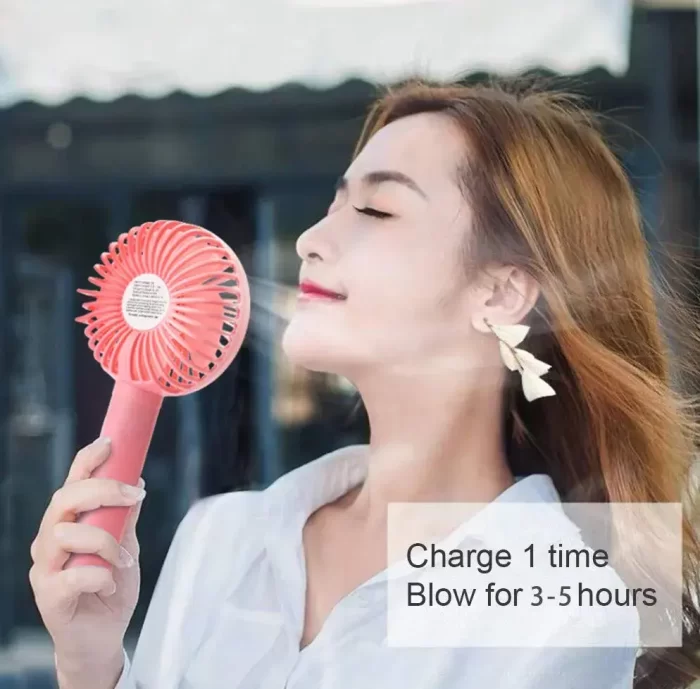 Mini Portable USB Hand Fan Built-in Rechargeable Battery Operated Summer Cooling Table Fan with Standing Holder Handy Base For Home Office Indoor Outdoor Travel - Image 5