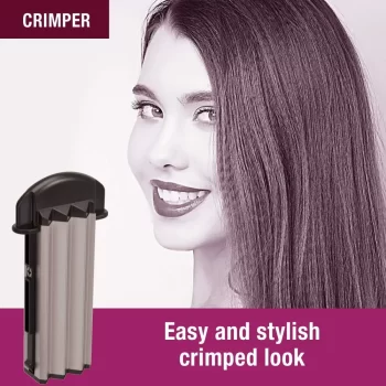 Havells HC4040 5 in 1 Hair Styler - Straightener, 19mm Curler, Crimper, Conical Curler & Volume Brush for Multiple Styles - (Silver & Black) (Silver & Black) (HC4045) - Image 3