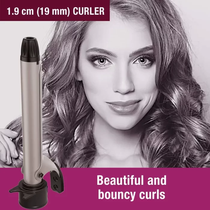 Havells HC4040 5 in 1 Hair Styler - Straightener, 19mm Curler, Crimper, Conical Curler & Volume Brush for Multiple Styles - (Silver & Black) (Silver & Black) (HC4045) - Image 4