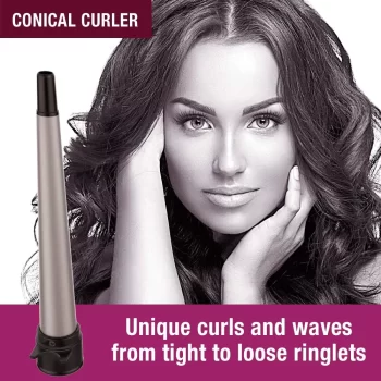 Havells HC4040 5 in 1 Hair Styler - Straightener, 19mm Curler, Crimper, Conical Curler & Volume Brush for Multiple Styles - (Silver & Black) (Silver & Black) (HC4045) - Image 5