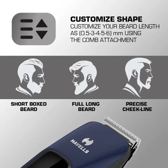 Havells BT5111C Cordless Beard Trimmer with Comb (Blue) - Image 4