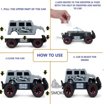 RC Off-Road Speed Jeep Truck Hummer Car with Water Mist Smoke Effect Remote Control Monster Truck Rock Crawler Car - Red - Image 4