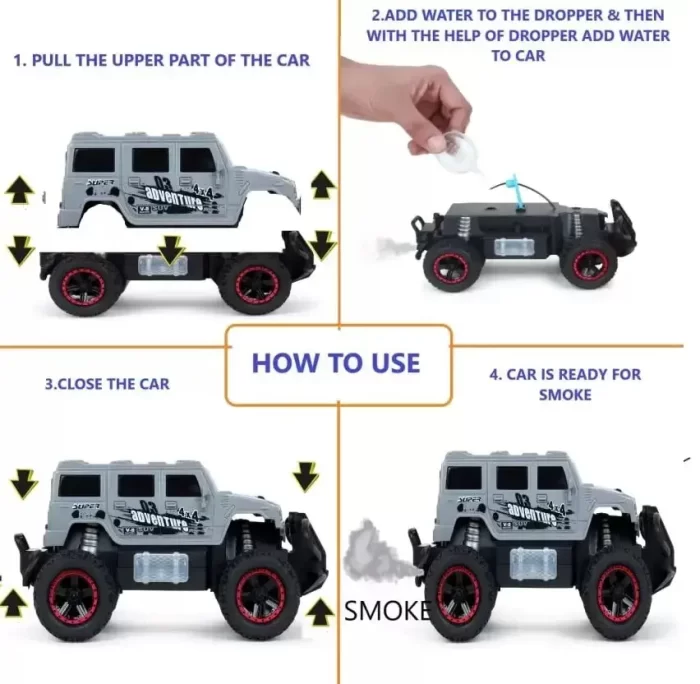 RC Off-Road Speed Jeep Truck Hummer Car with Water Mist Smoke Effect Remote Control Monster Truck Rock Crawler Car - Image 3