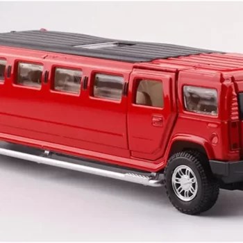 Simulation Alloy For Hummer Limousine Metal Die Cast Car Toy Pull Back Flashing Music Kids Toy Vehicle (Color : Red)