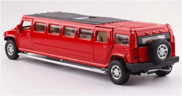 Simulation Alloy For Hummer Limousine Metal Die Cast Car Toy Pull Back Flashing Music Kids Toy Vehicle (Color : Red)
